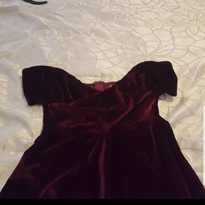 Maroon Suede Strapless Jumpsuit